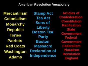 Preview of American Revolution Vocabulary Activities