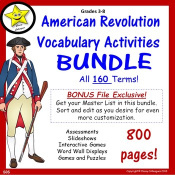 Preview of American Revolution Vocabulary Activities Bundle  Distance Learning