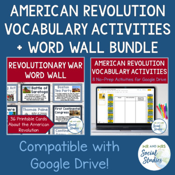 Preview of American Revolution Vocabulary Activity Set and Word Wall Bundle