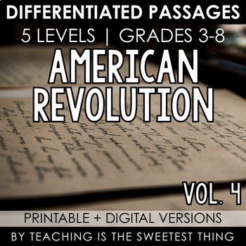 Preview of American Revolution: Passages (Vol. 4) - Distance Learning Compatible