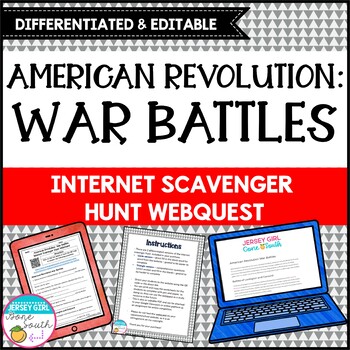 Preview of American Revolution War Battles Differentiated Internet Scavenger Hunt WebQuest