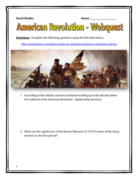 Preview of American Revolution - Webquest with Key