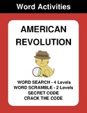 American Revolution - Word Search, Word Scramble,  Secret 