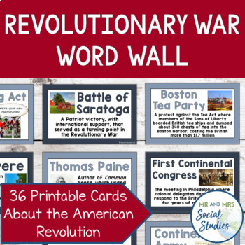 Preview of American Revolution Word Wall | Revolutionary War Vocabulary Cards
