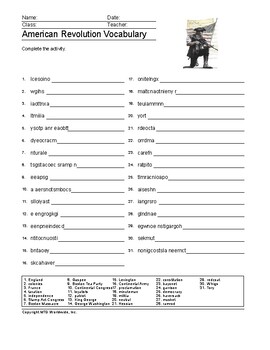 American Revolution and Revolutionary War Word Search and Word Puzzle ...