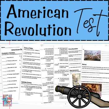 Preview of American Revolution (complete unit) Test, Multiple Versions, Differentiated