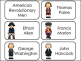 American Revolutionary Notable Men Picture Word Flash Cards.