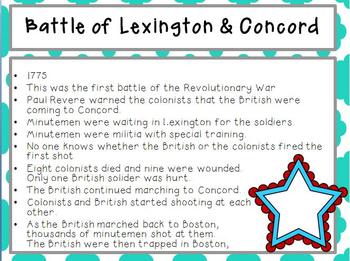 American Revolutionary War Battles PowerPoint and Notes Chart | TpT