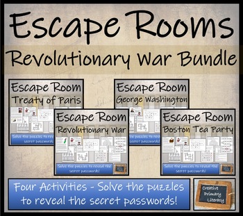Preview of American Revolutionary War Escape Room Activity Bundle | 5th Grade & 6th Grade