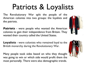 patriots and loyalists beliefs