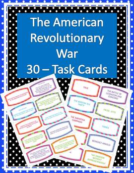 Preview of American Revolutionary War Task Cards (30 w/ answers)