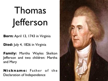 American Revolutionary War - Thomas Jefferson PowerPoint | TpT