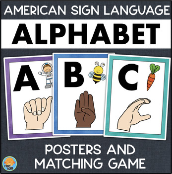 Preview of ASL American Sign Language Alphabet Posters and Matching Cards