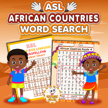 Preview of American Sign Language (ASL ) African Countries Word Search Puzzles Activities