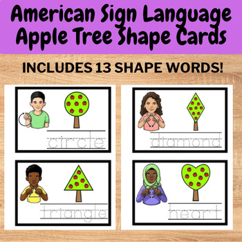 Preview of American Sign Language (ASL) Apple Tree Shape Vocab Cards - prek shape practice