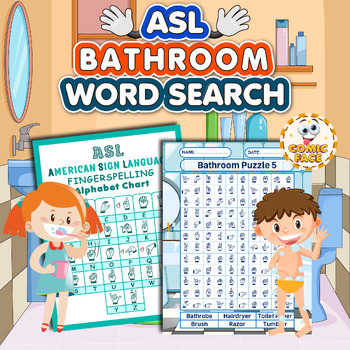 Preview of American Sign Language (ASL ) Bathroom Word Search Games Activities