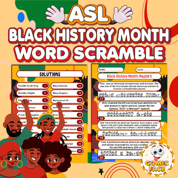 Preview of American Sign Language (ASL ) Black History Month Word Scramble Activities