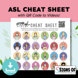 American Sign Language ASL Cheat Sheet with QR Code to Videos