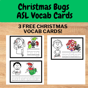 Preview of American Sign Language (ASL) Christmas Bugs Vocab Cards - FREE