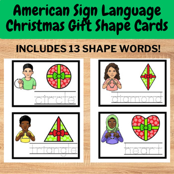 Preview of American Sign Language (ASL) Christmas Present Shape Vocab Cards