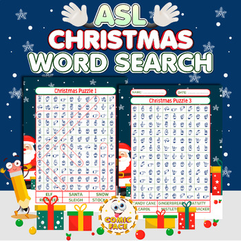 Preview of American Sign Language (ASL) Christmas Word Search Puzzles Activities
