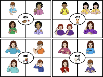 American Sign Language ASL Clip Cards - Core Words and Verbs by Teacher ...