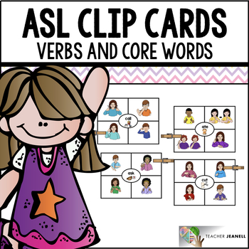 Preview of American Sign Language ASL Clip Cards - Core Words and Verbs