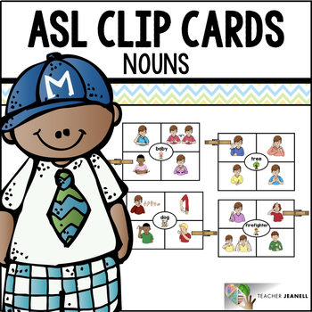 Preview of American Sign Language ASL Clip Cards - Nouns