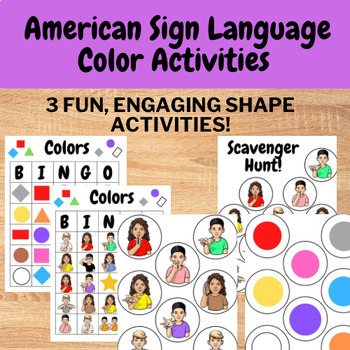 Preview of American Sign Language (ASL) Color Activities and Vocab Cards Bundle