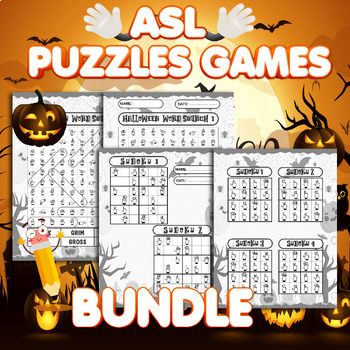Preview of American Sign Language (ASL ) Halloween Puzzles Activities