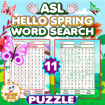 Preview of American Sign Language (ASL ) Hello Spring Word Search Puzzles Activities