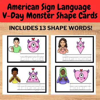 Preview of American Sign Language (ASL) Love Monster Shape Vocab Cards