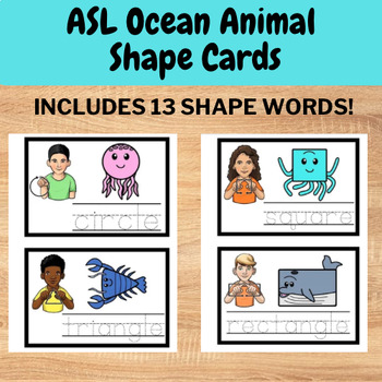 Preview of American Sign Language (ASL) Ocean Animal Shape Vocab Cards - shape practice