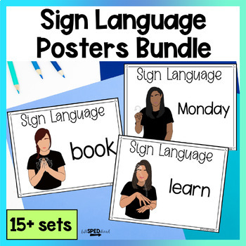 Preview of American Sign Language ASL Printable Bulletin Board Posters & Lessons Bundle