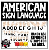 American Sign Language ASL, Cut-Out Desk Reference Strips 