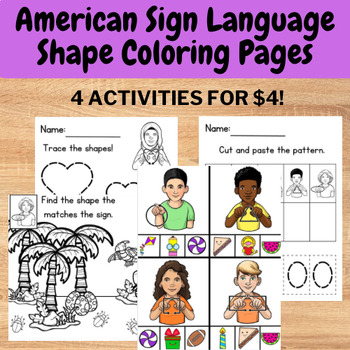 Preview of American Sign Language (ASL) Shapes Activity Pages - ASL Shape Coloring