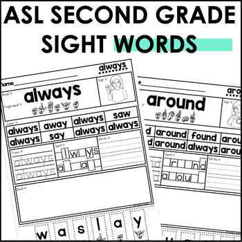 ASL American Sign Language Sight Word Practice Packet - Second Grade