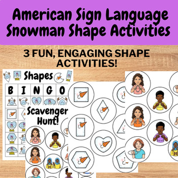 Preview of American Sign Language (ASL) Snowman Shape Activities - preschool shape games!