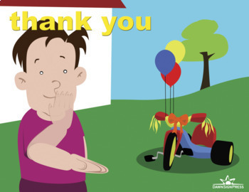 Preview of American Sign Language (ASL) Thank You Illustration Poster and Card