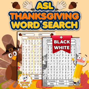 Preview of American Sign Language (ASL ) Thanksgiving Word Search Puzzles Activities