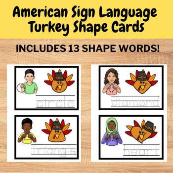 Preview of American Sign Language (ASL) Turkey Shape Vocab Cards - Fall shape practice