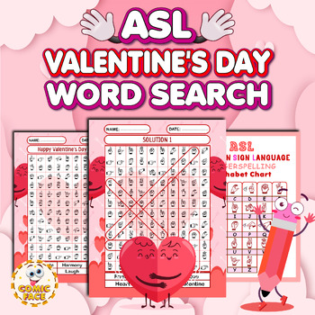 Preview of American Sign Language (ASL ) Valentine's Day Word Search Puzzles Activities