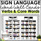ASL American Sign Language Word Wall Cards - Verbs and Core Words