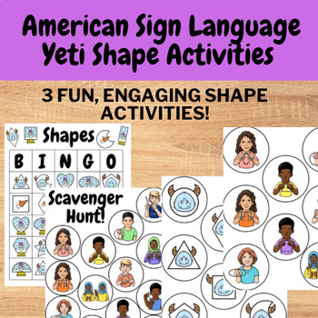 Preview of American Sign Language (ASL) Yeti Shape Activities - preschool shape games!