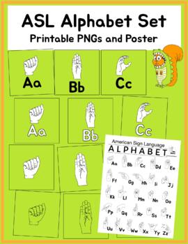 Preview of American Sign Language (ASL) printable PNG Alphabet Letters and Poster set