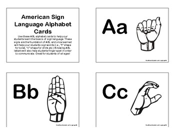 american sign language alphabet cards by functional speech and language