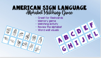 Preview of American Sign Language Alphabet Matching Cards (GAME!)