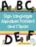 American Sign Language Alphabet Posters- Black Letters