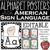 American Sign Language Alphabet Posters {with Editable Stripe}