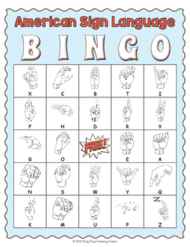 asl alphabet asl bingo american sign language bingo by